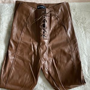 Pretty little thing brown leather skinny pants